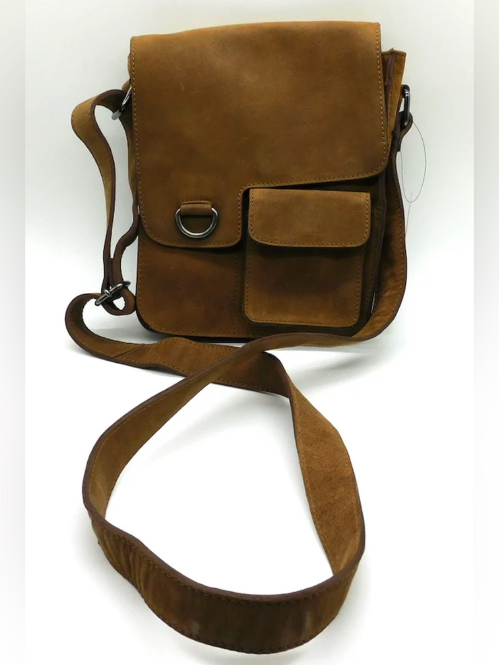 VGUC Adrian Klis Asymmetrical Brown Bison Leather Crossbody Utility Shoulder Bag